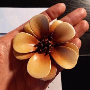 Vintage Brown and Beige Daisy Brooch